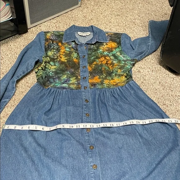 Vintage 90s Denim long sleeve Women's button front Dress- like new - Picture 7 of 10